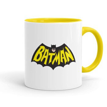 Batman classic logo, Mug colored yellow, ceramic, 330ml