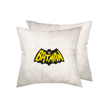 Batman classic logo, Μαξιλάρι καναπέ Δερματίνη Γκρι 40x40cm με γέμισμα