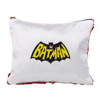 Batman classic logo, Τσαντάκι νεσεσέρ με πούλιες (Sequin) Κόκκινο