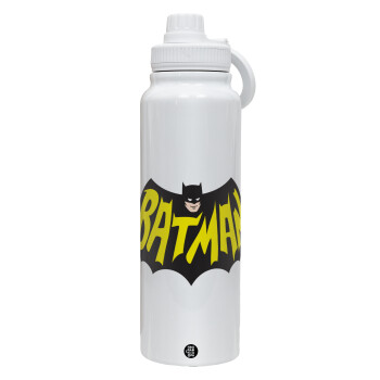 Batman classic logo, 1L Stainless Steel Thermal Bottle with Phone Holder & Double Wall Insulation