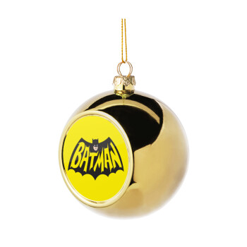 Batman classic logo, Χριστουγεννιάτικη μπάλα δένδρου Χρυσή 8cm
