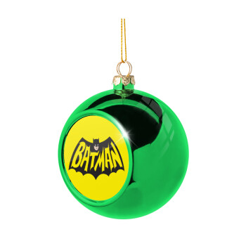 Batman classic logo, Χριστουγεννιάτικη μπάλα δένδρου Πράσινη 8cm