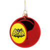 Batman classic logo, Χριστουγεννιάτικη μπάλα δένδρου Κόκκινη 8cm