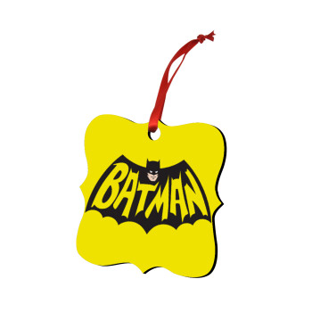 Batman classic logo, Χριστουγεννιάτικο στολίδι polygon ξύλινο 7.5cm