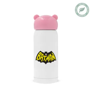 Batman classic logo, Pink stainless steel thermal flask, 320ml