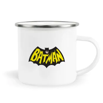 Batman classic logo, Metallic enamel cup white 360ml