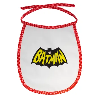 Batman classic logo, Σαλιάρα μωρού αλέκιαστη με κορδόνι Κόκκινη