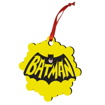 Batman classic logo, Christmas ornament snowflake wooden 7.5cm