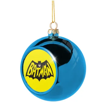 Batman classic logo, Blue Christmas tree ball ornament 8cm