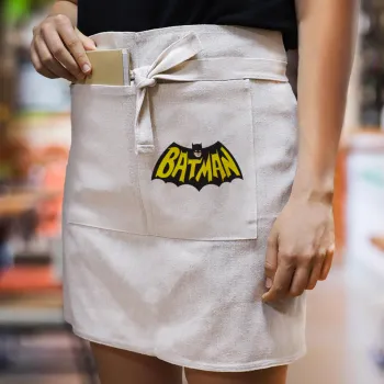 Batman classic logo, Ποδιά Μέσης με διπλή τσέπη Barista/Bartender, Beige