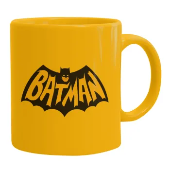 Batman classic logo, Ceramic coffee mug yellow, 330ml