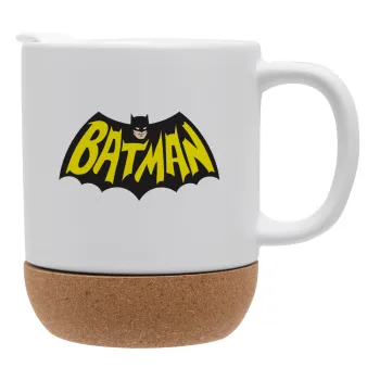 Batman classic logo, Κούπα, κεραμική με βάση φελού και καπάκι (ΜΑΤ), 330ml