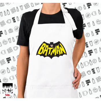 Batman classic logo, Ποδιά μακριά Σεφ ολόσωμη με τσέπες white (ΕΝΗΛΙΚΩΝ)