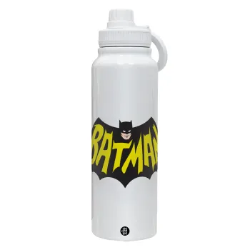 Batman classic logo, Θερμός 1L Ανοξείδωτο με Βάση Κινητού & Διπλά Τοιχώματα
