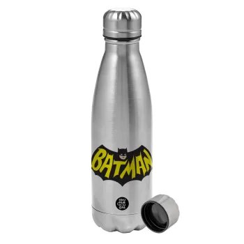 Batman classic logo, Metallic water bottle, stainless steel, 750ml