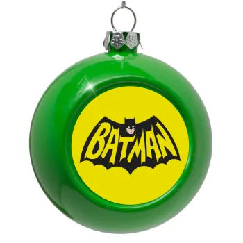 Batman classic logo, Στολίδι Χριστουγεννιάτικη μπάλα δένδρου Πράσινο 8cm