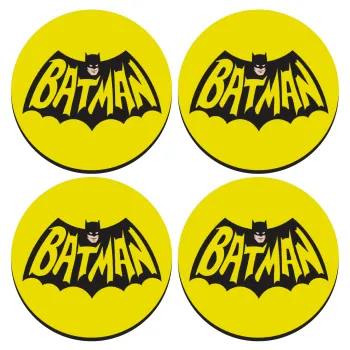 Batman classic logo, ΣΕΤ 4 Σουβέρ ξύλινα στρογγυλά (9cm)