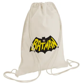 Batman classic logo, Backpack bag GYMBAG natural (28x40cm)
