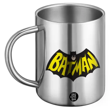 Batman classic logo, Ανοξείδωτη Μεταλλική Κούπα 450ml - Διπλού Τοιχώματος