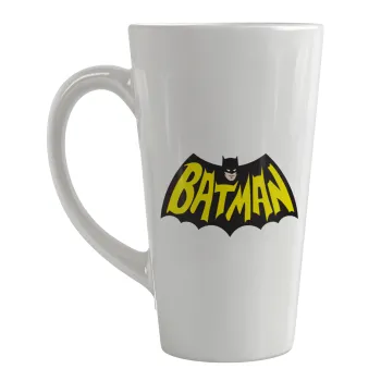 Batman classic logo, Κούπα κωνική Latte Μεγάλη, κεραμική, 450ml