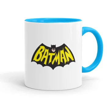 Batman classic logo, Mug colored light blue, ceramic, 330ml