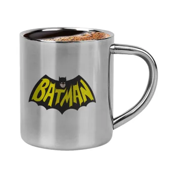 Batman classic logo, Double-wall metal cup for espresso (220ml)