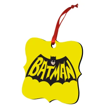 Batman classic logo, Στολίδι Χριστουγεννιάτικο στολίδι polygon ξύλινο 7.5cm