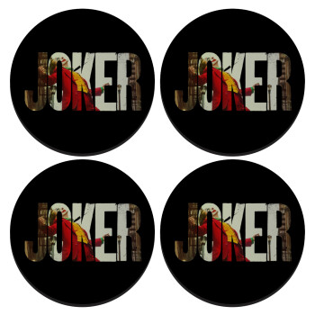 Joker, SET of 4 round wooden coasters (9cm)