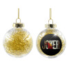 Transparent Christmas tree ball ornament with gold filling 8cm