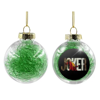 Joker, Transparent Christmas tree ball ornament with green filling 8cm