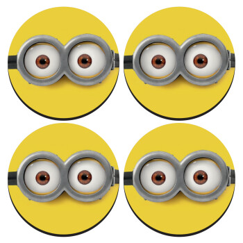 Minions, SET of 4 round wooden coasters (9cm)