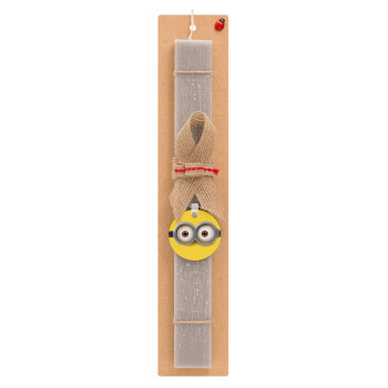 Minions, Easter Set, wooden keychain & scented Easter candle flat (30cm) (GRAY)