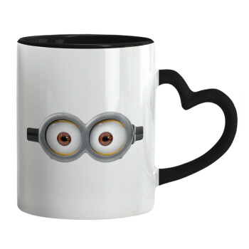 Minions, Mug heart black handle, ceramic, 330ml