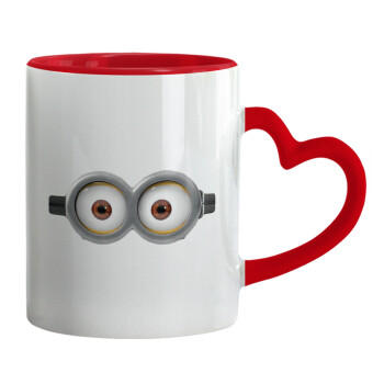 Minions, Mug heart red handle, ceramic, 330ml