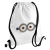 Backpack pouch GYMBAG white, with pocket (40x48cm) & thick cords