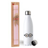 Easter Set, metallic stainless steel water bottle (750ml) & scented flat Easter candle (30cm) (PINK)