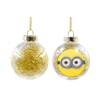 Minions, Transparent Christmas tree ball ornament with gold filling 8cm