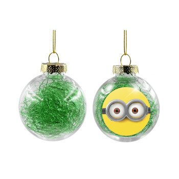 Minions, Χριστουγεννιάτικη μπάλα δένδρου διάφανη με πράσινο γέμισμα 8cm