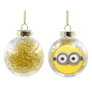 Minions, Transparent Christmas tree ball ornament with gold filling 8cm
