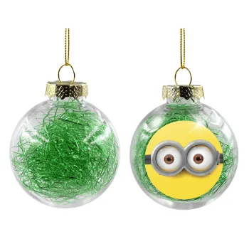 Minions, Transparent Christmas tree ball ornament with green filling 8cm