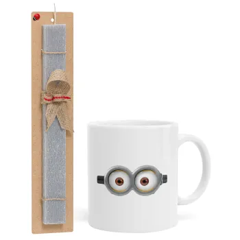 Minions, Easter Set, Ceramic Cup (330ml) & Easter aromatic flat candle (30cm) (GRAY)