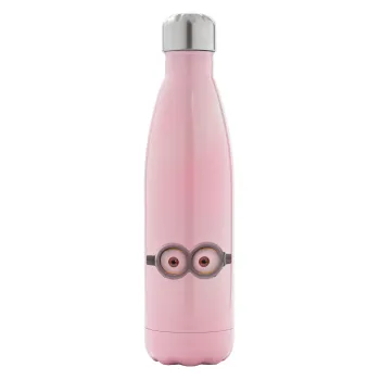 Minions, Μεταλλικό παγούρι θερμός Ροζ Ιριδίζον (Stainless steel), διπλού τοιχώματος, 500ml