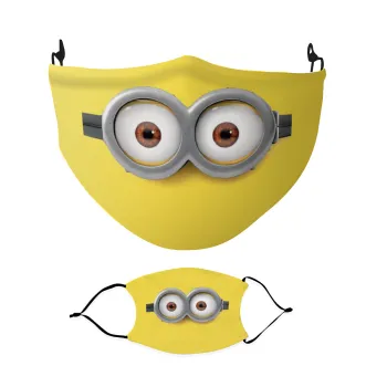 Minions, Μάσκα υφασμάτινη Ενηλίκων πολλαπλών στρώσεων με υποδοχή φίλτρου