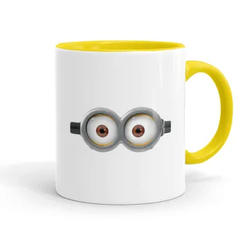 Minions, Κούπα χρωματιστή κίτρινη, κεραμική, 330ml