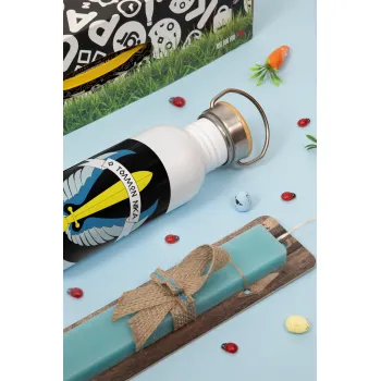 Έμβλημα Μονάδων Καταδρομών Ο Τολμων Νικα - Λοκ, Πασχαλινή Λαμπάδα με παγούρι μεταλλικό (620ml, stainless steel) & κερί αρωματικό πλακέ (30cm) (ΤΙΡΚΟΥΑΖ)