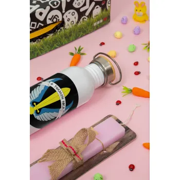 Έμβλημα Μονάδων Καταδρομών Ο Τολμων Νικα - Λοκ, Πασχαλινή Λαμπάδα με παγούρι μεταλλικό (620ml, stainless steel) & κερί αρωματικό πλακέ (30cm) (ΡΟΖ)