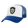 Adult Structured Trucker Hat, with Mesh, WHITE/BLUE (100% COTTON, ADULT, UNISEX, ONE SIZE)
