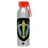 Aluminum Sports Bottle 650ml – Silver with Red Cap and Silicone Strap
