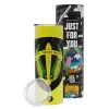 Neon Yellow Travel Tumbler, with metal straw (Stainless steel 304 Food grade, BPA free, 600ml)