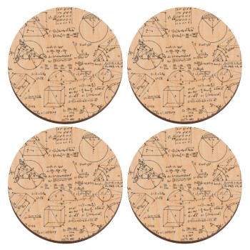 Geometry, ΣΕΤ x4 Σουβέρ ξύλινα στρογγυλά plywood (9cm)
